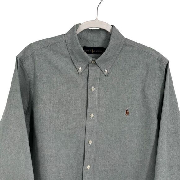 Ralph Lauren Men’s Button Down Long Sleeve Shirt Green Size Large - Picture 3 of 7